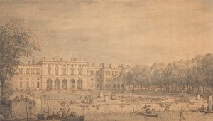 Veduta del vecchio Somerset House dal Tamigi da Giovanni Antonio Canal